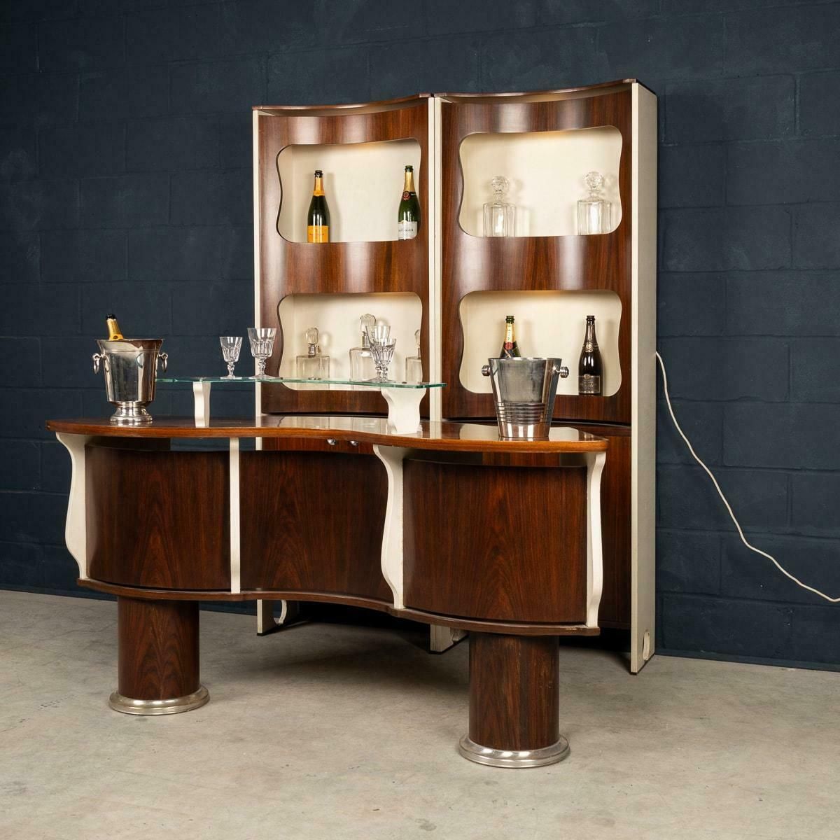 20th Century Italian Standing Dry Bar In Hardwood & Cream Laminate C.1970 photo 5595.0