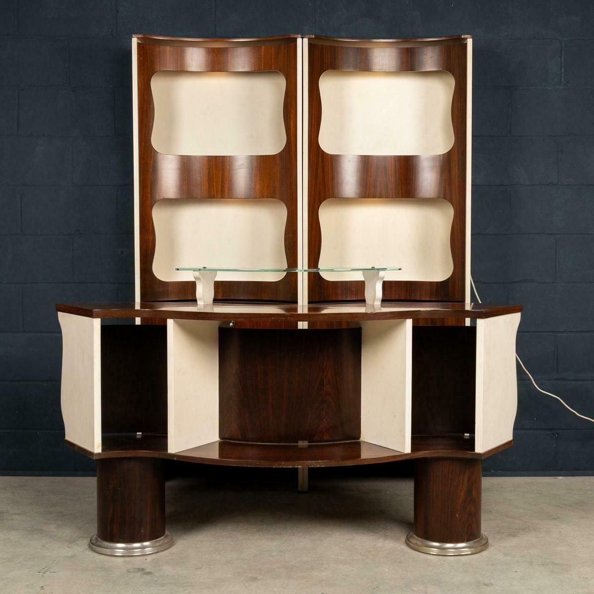 20th Century Italian Standing Dry Bar In Hardwood & Cream Laminate C.1970 photo vinterior