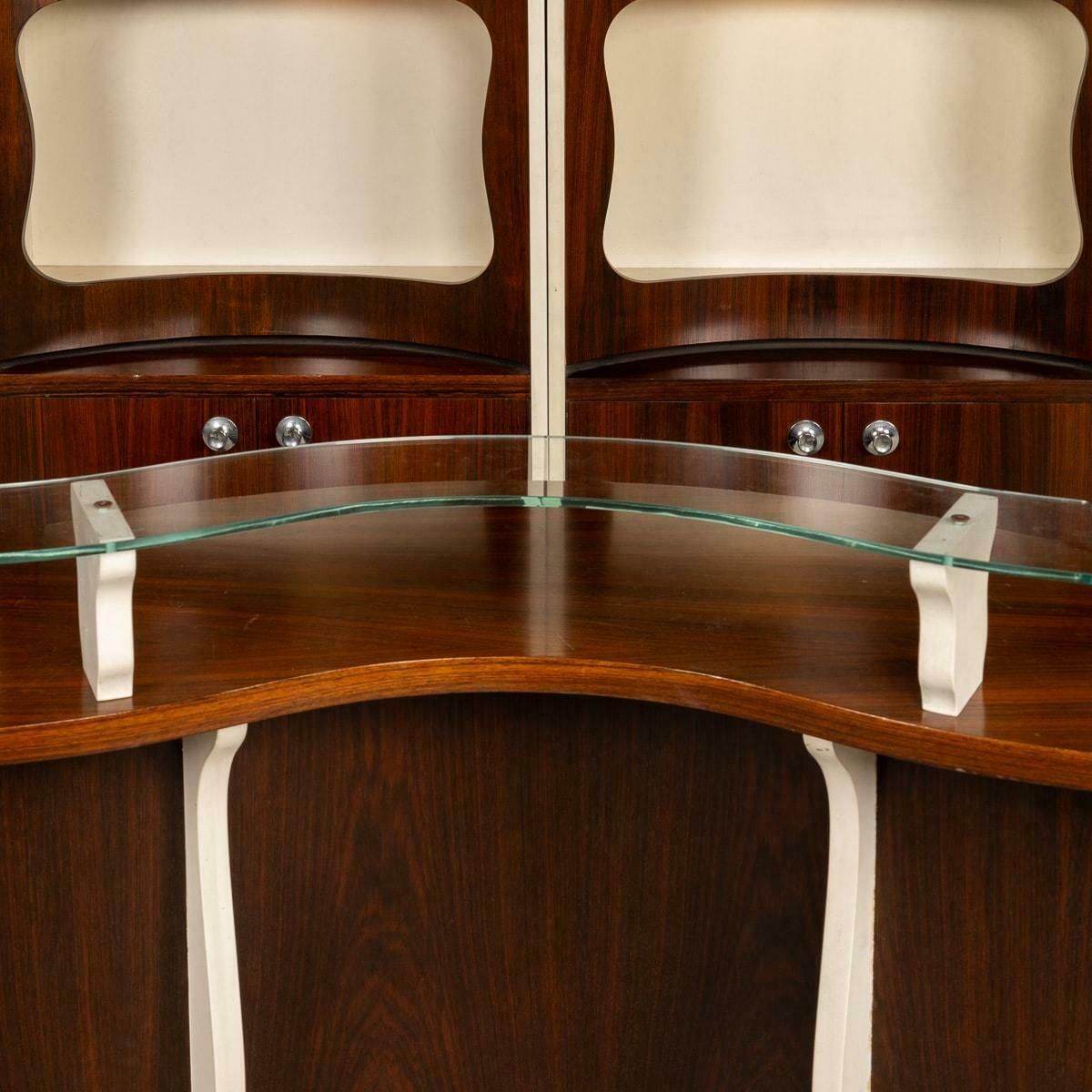 photo for sale 20th Century Italian Standing Dry Bar In Hardwood & Cream Laminate C.1970