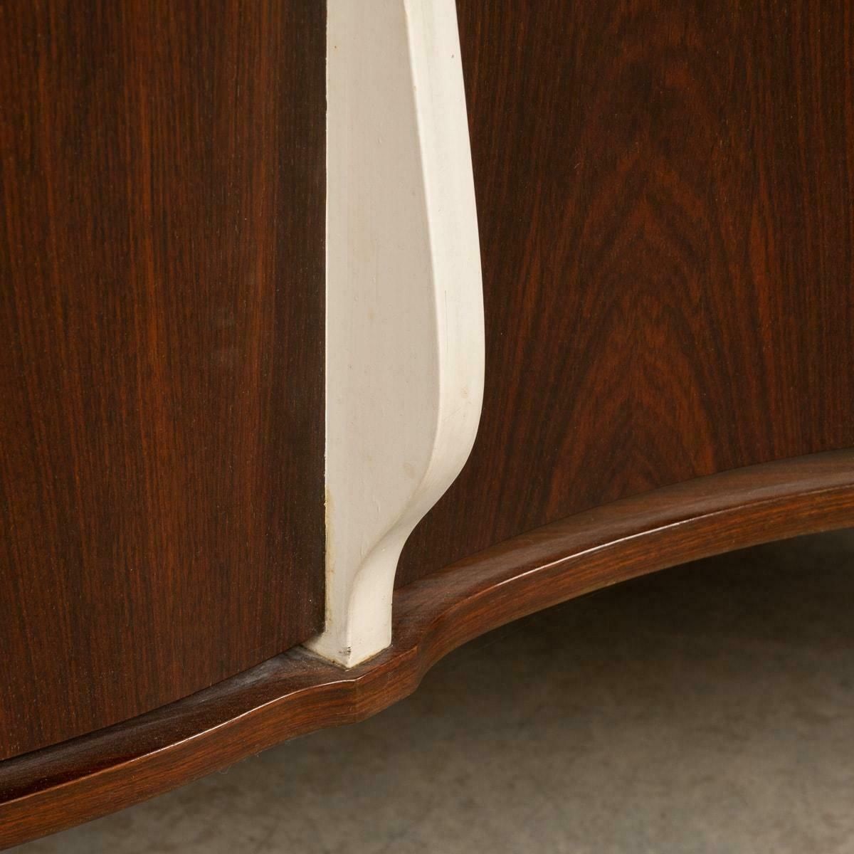 photo vinterior 20th Century Italian Standing Dry Bar In Hardwood & Cream Laminate C.1970