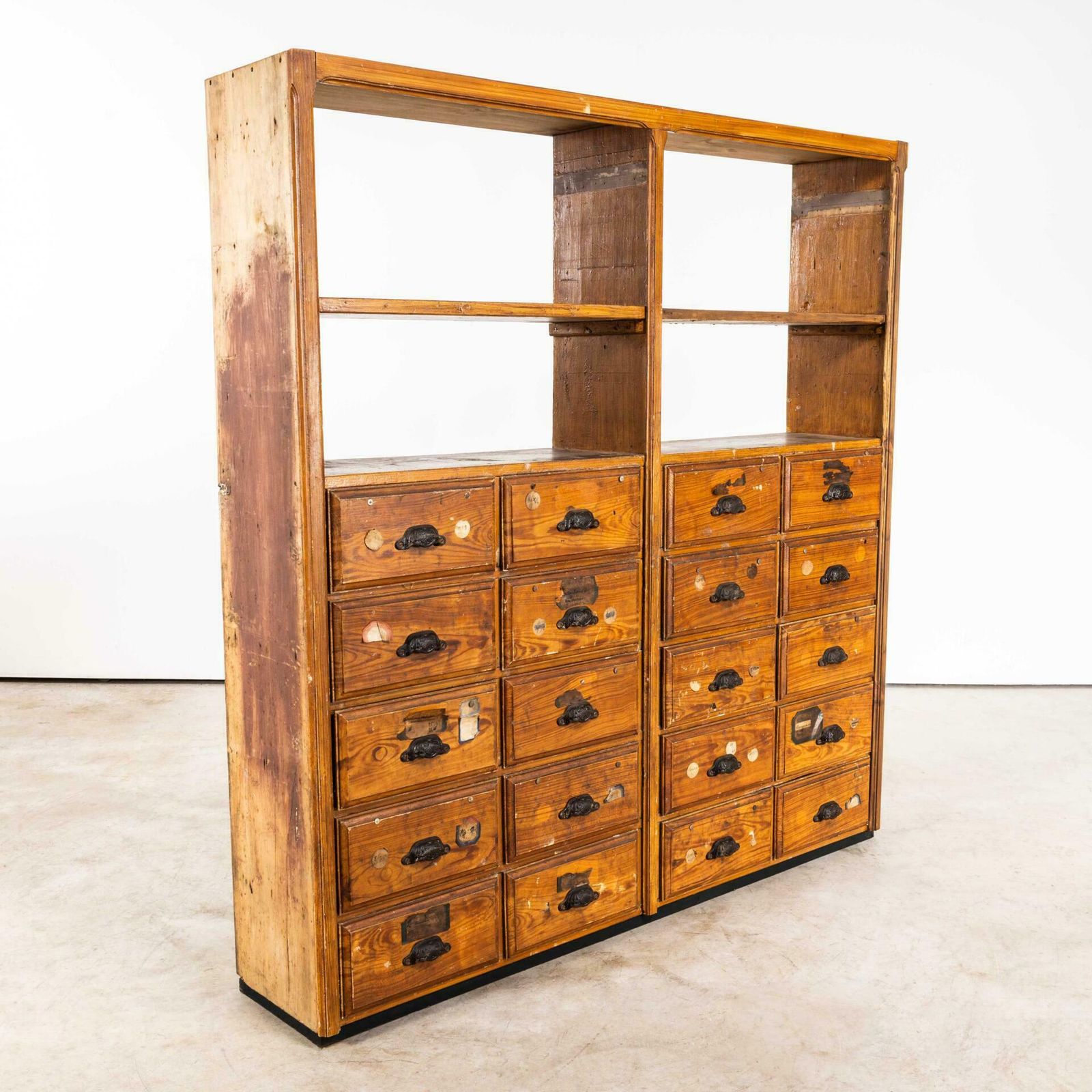 1940’s Faux Wood Workshop Shelving – Twenty Drawers photo buy