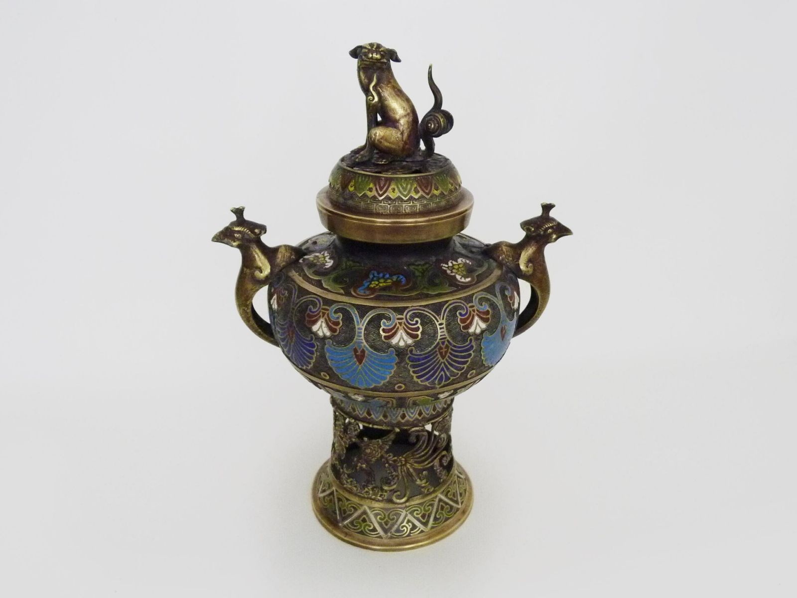 Important Incense Burner, Bronze And Cloisonné, Late 19th Century photo for sale