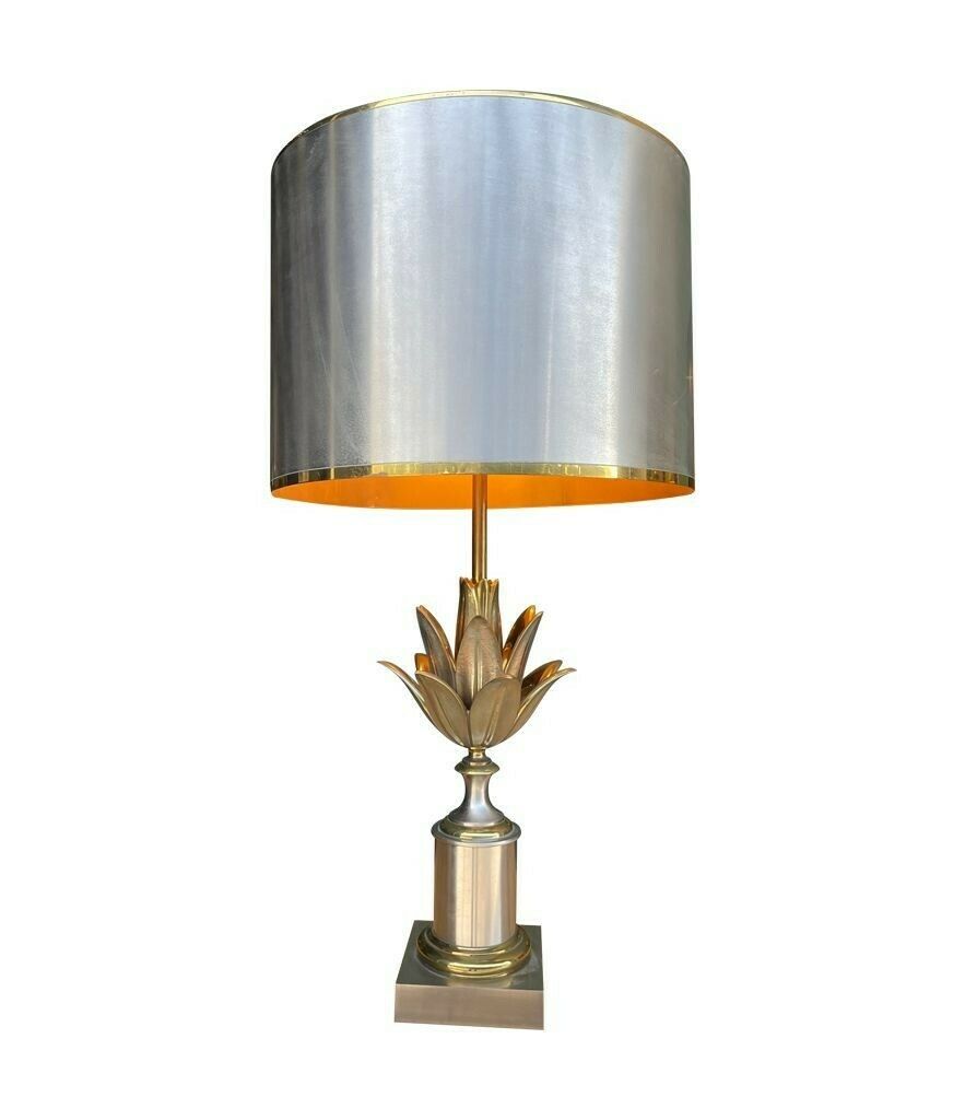 An Orignal 1960s Maison Charles "Lotus" Lamp With Spun Metal Shade