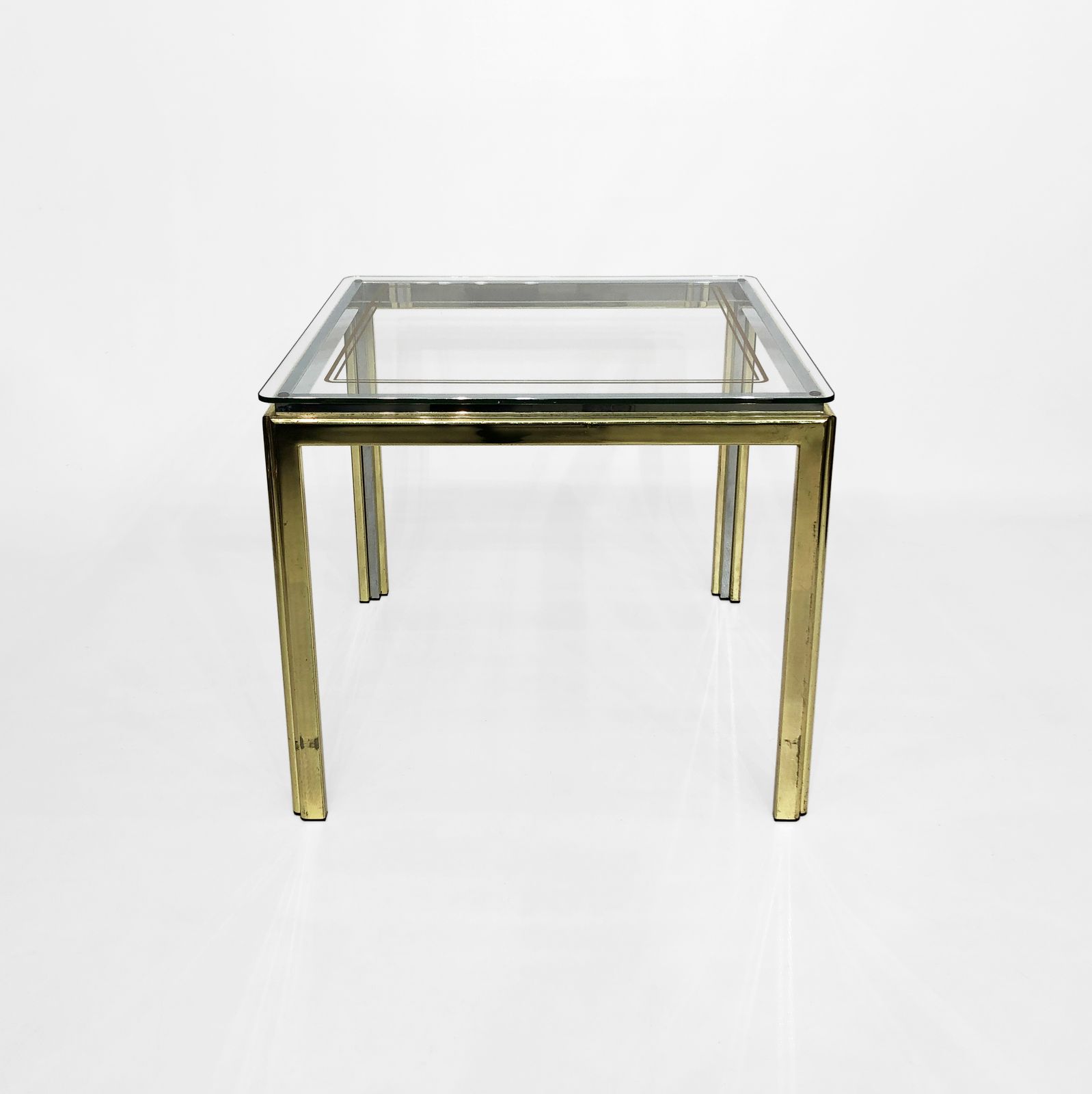 1970s Brass And Chrome Side Table Renato Zevi Glass photo vinterior