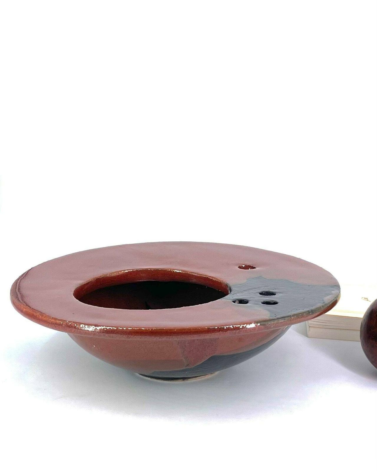 French Large Signed Ikebana Ceramic Vase, 1970s / Burgundy, Centerpiece, Art photo Home Decor