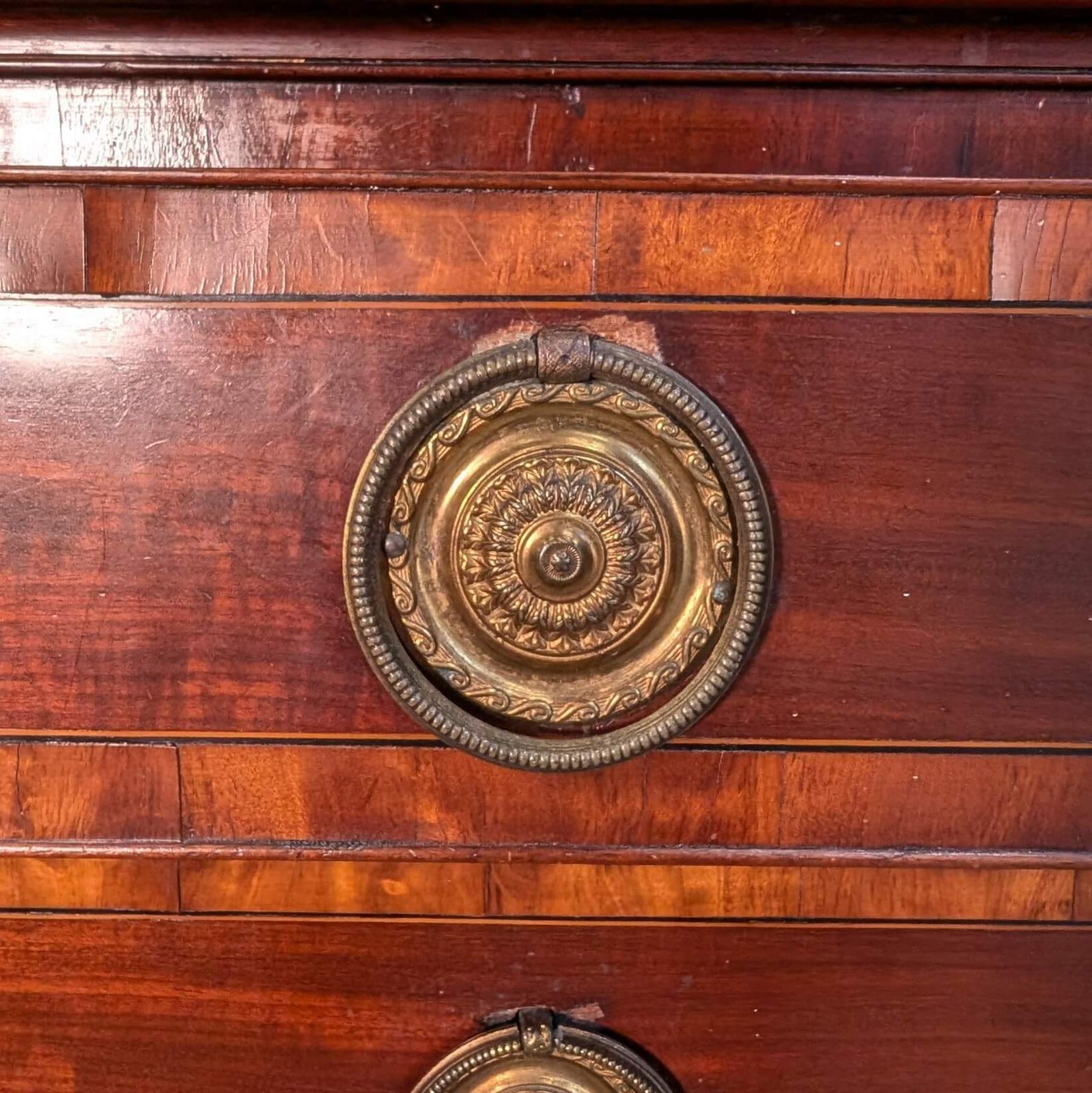 Elegant Late Georgian Glazed Satinwood Banded Mahogany Bookcase On Chest With Bracket Feet photo Furniture