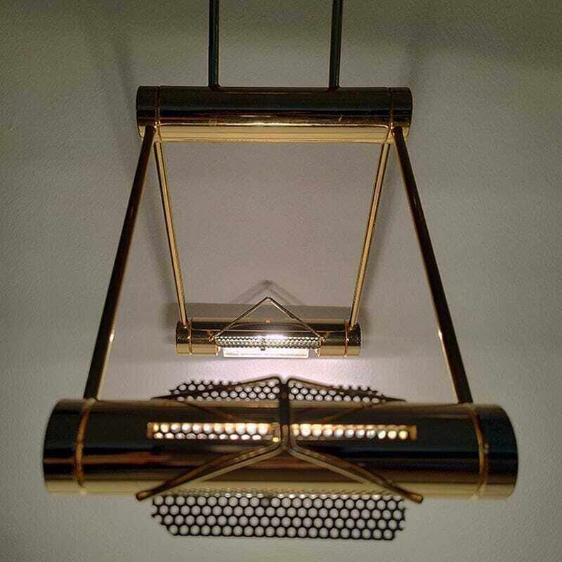 photo furniture 1970s Gorgeous Pendant Lamp In Brass By Cattaneo. Made In Italy