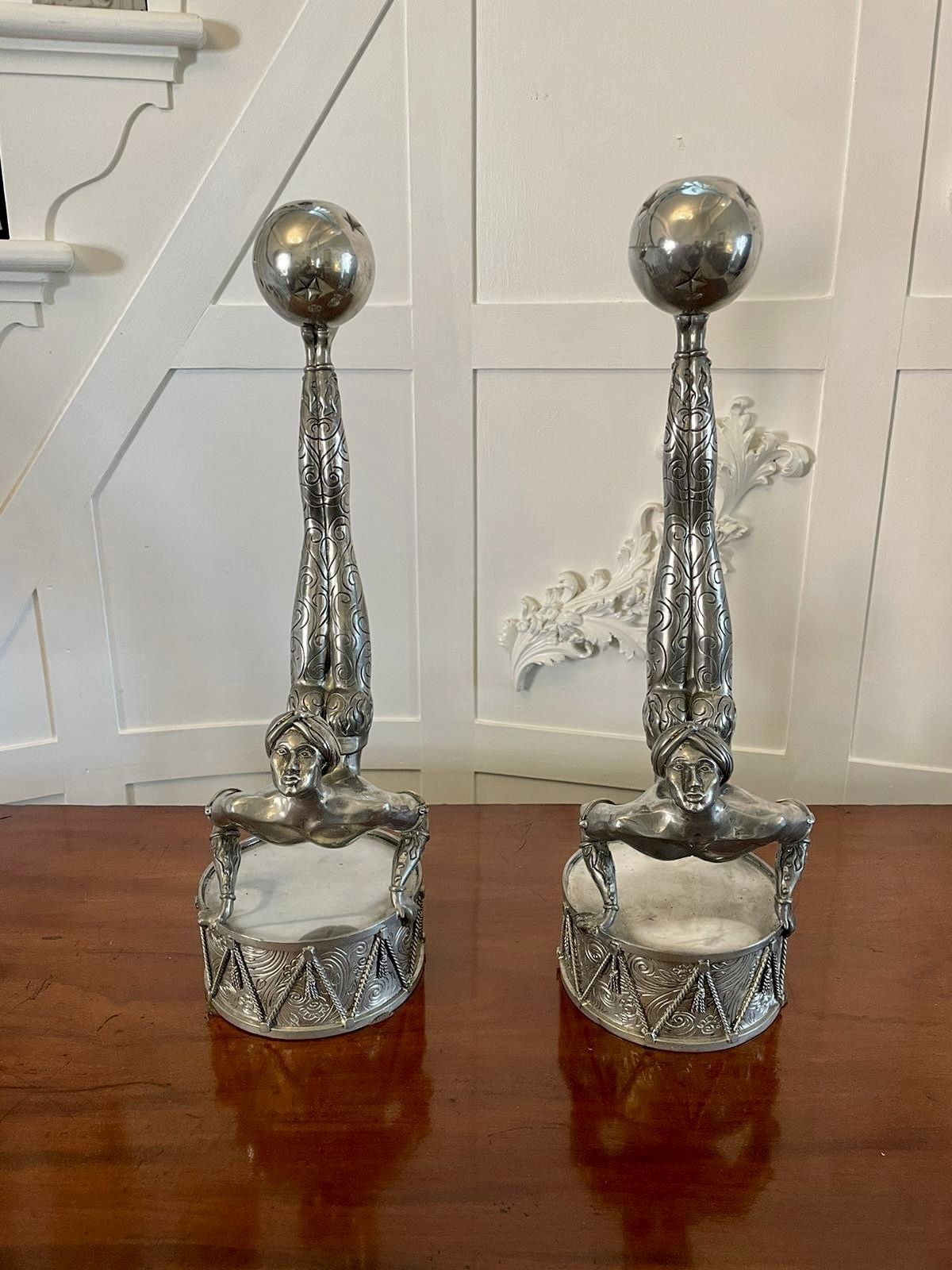 photo buy Unusual Pair Of Antique Quality 20th Century Silver Plated Candlesticks