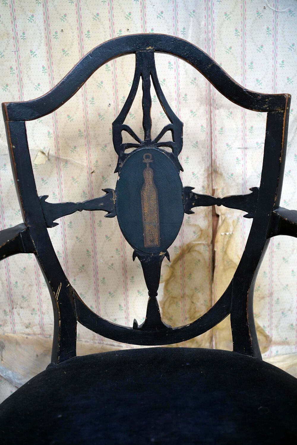A George III Period Black Painted Open Armchair C.1780 photo for sale
