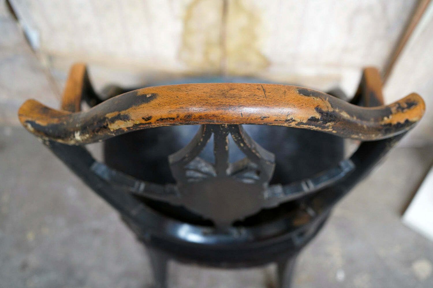 photo buy A George III Period Black Painted Open Armchair C.1780