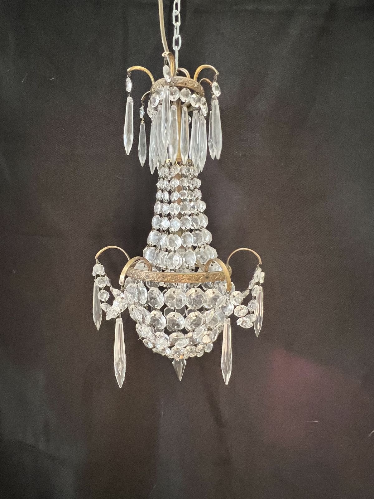 A Set Of Three One Light French Empire Antique Chandelier photo furniture