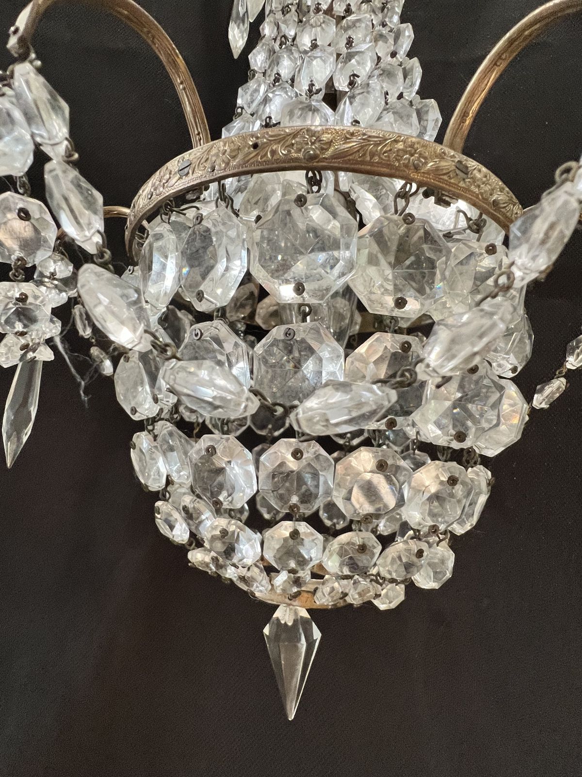 A Set Of Three One Light French Empire Antique Chandelier photo vintage