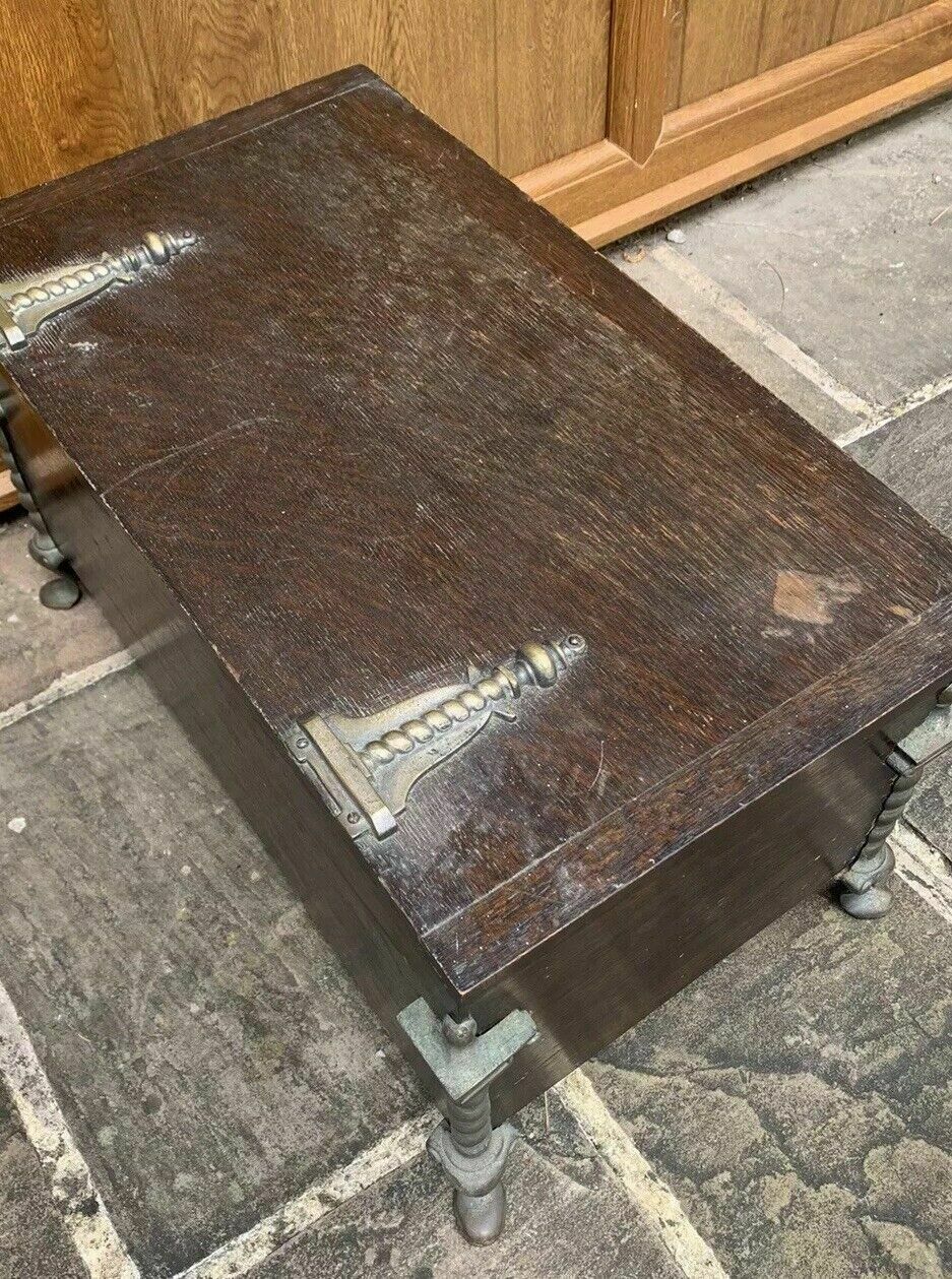 An Early 20th Century Oak And Brass Mounted Fuel Box photo Furniture