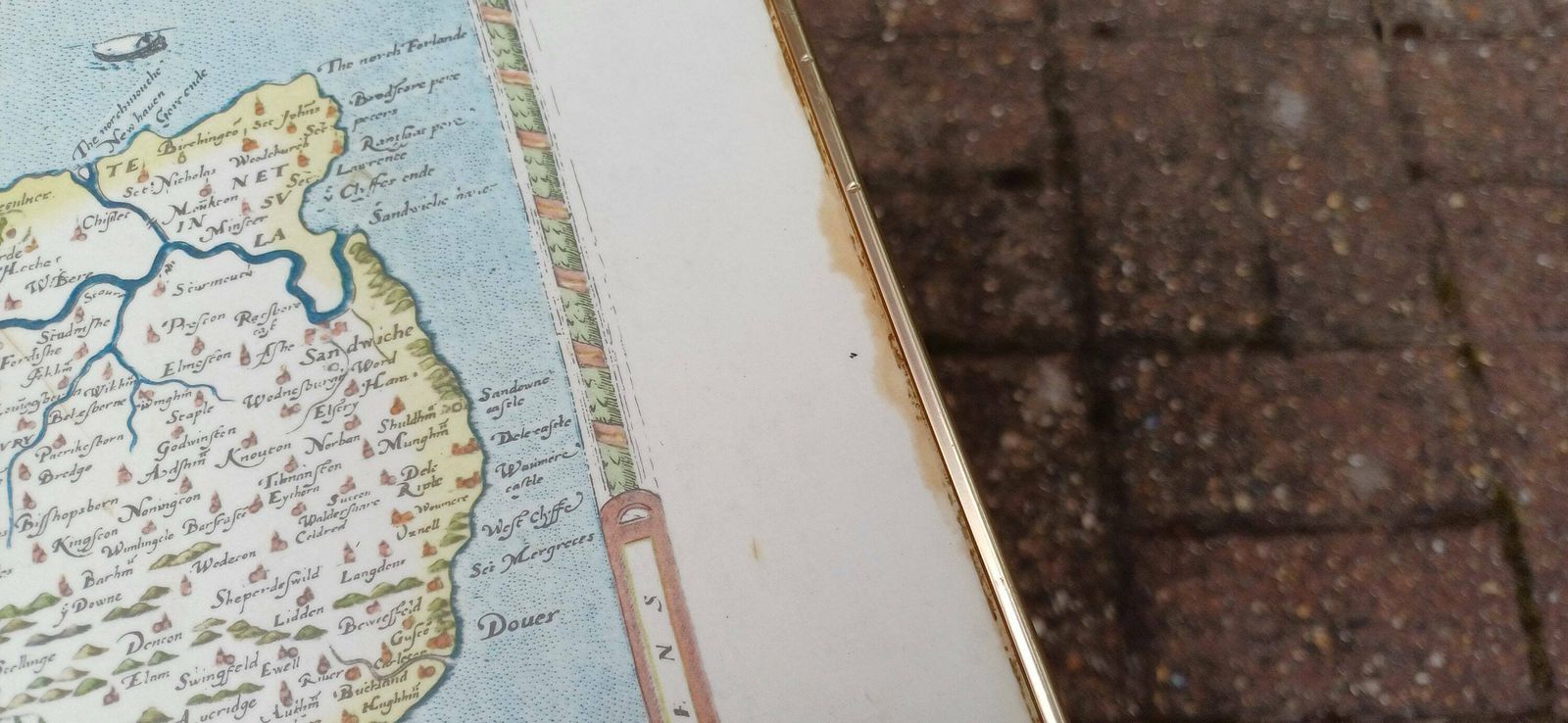 Vintage Retro Caxton Map 60s Coffee Table Saxton’s Map Of Kent, Sussex, Surrey And Middlesex, 1575. photo buy