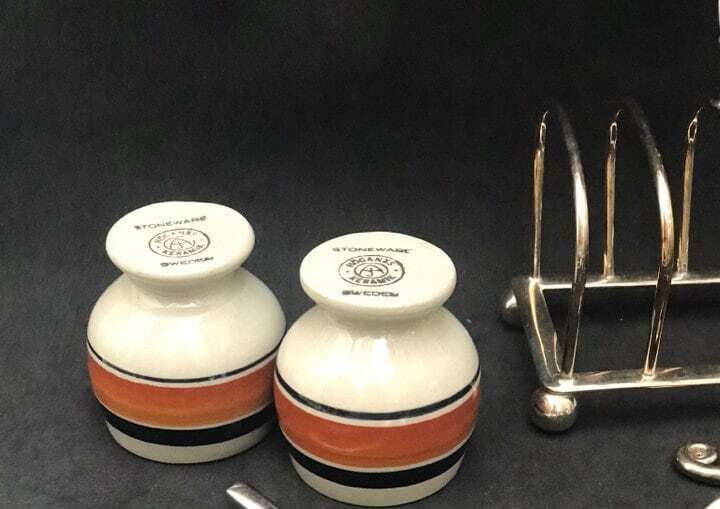 Breakfast Set Egg Cup Set Of 2 Toast Holder Made In England Breakfast For Two Set, Vintage Egg Holder Kitchen Tools Salt Shaker Teak Gift photo furniture