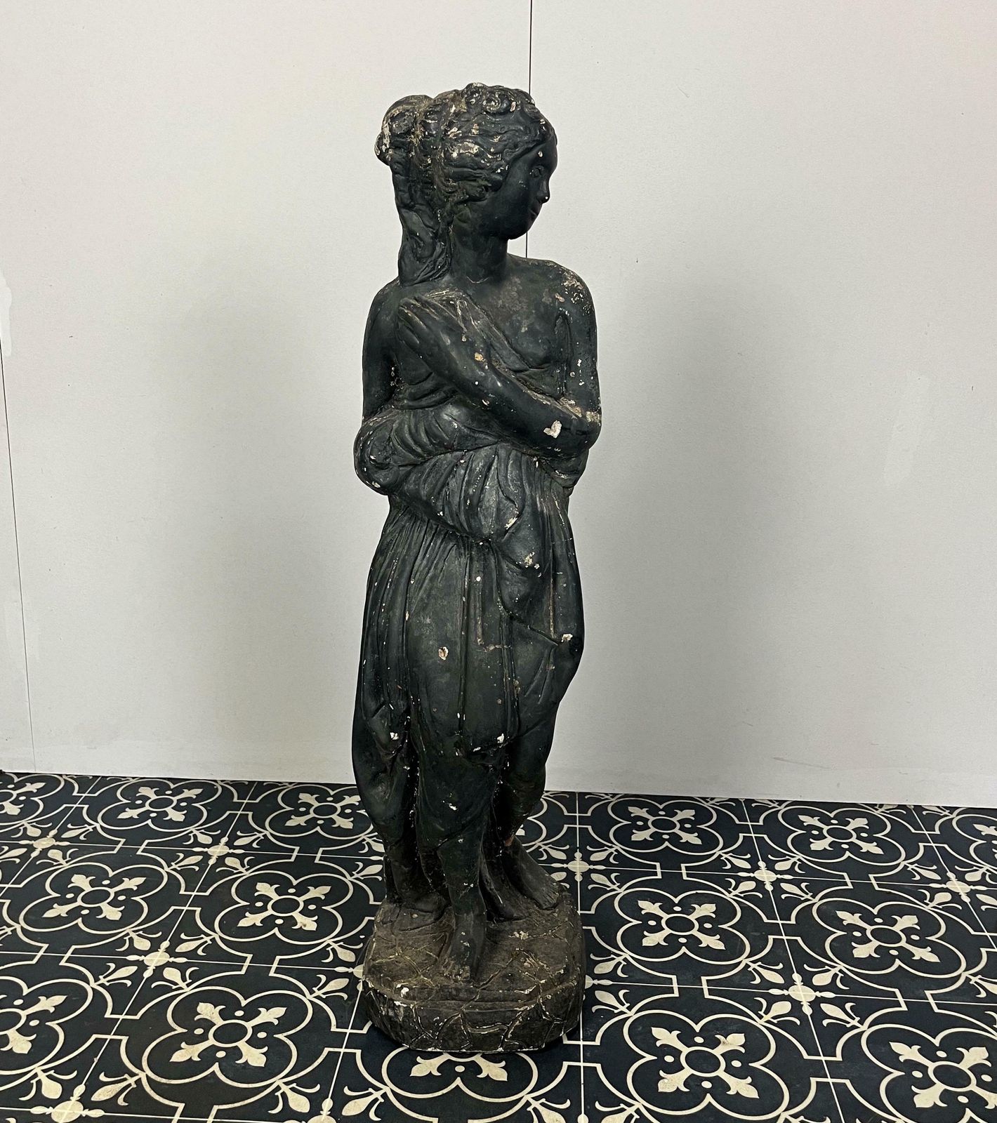 19th Century Venus Italica Garden Statue, Victorian Era Lady, Ebonised Sculpture, Outdoor Figure, Antique Decor, Period Home photo furniture