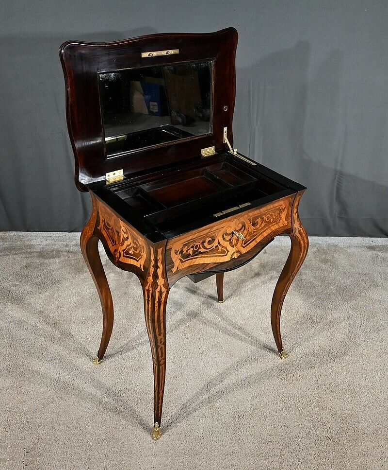 Rosewood And Palisander Workbench, Louis XV Style, Napoleon III Period – Mid 19th Century photo for sale