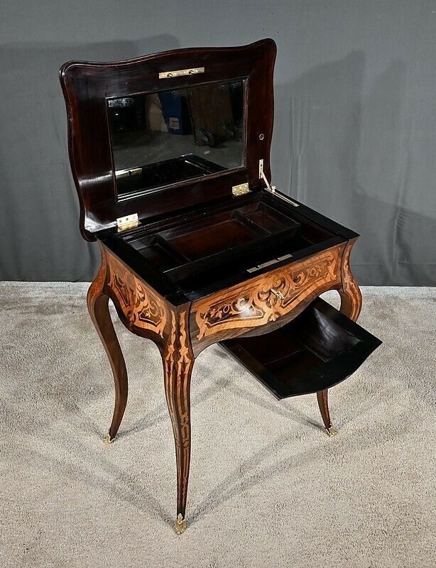 Rosewood And Palisander Workbench, Louis XV Style, Napoleon III Period – Mid 19th Century photo 2230.0