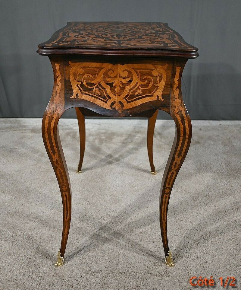 photo vintage Rosewood And Palisander Workbench, Louis XV Style, Napoleon III Period – Mid 19th Century
