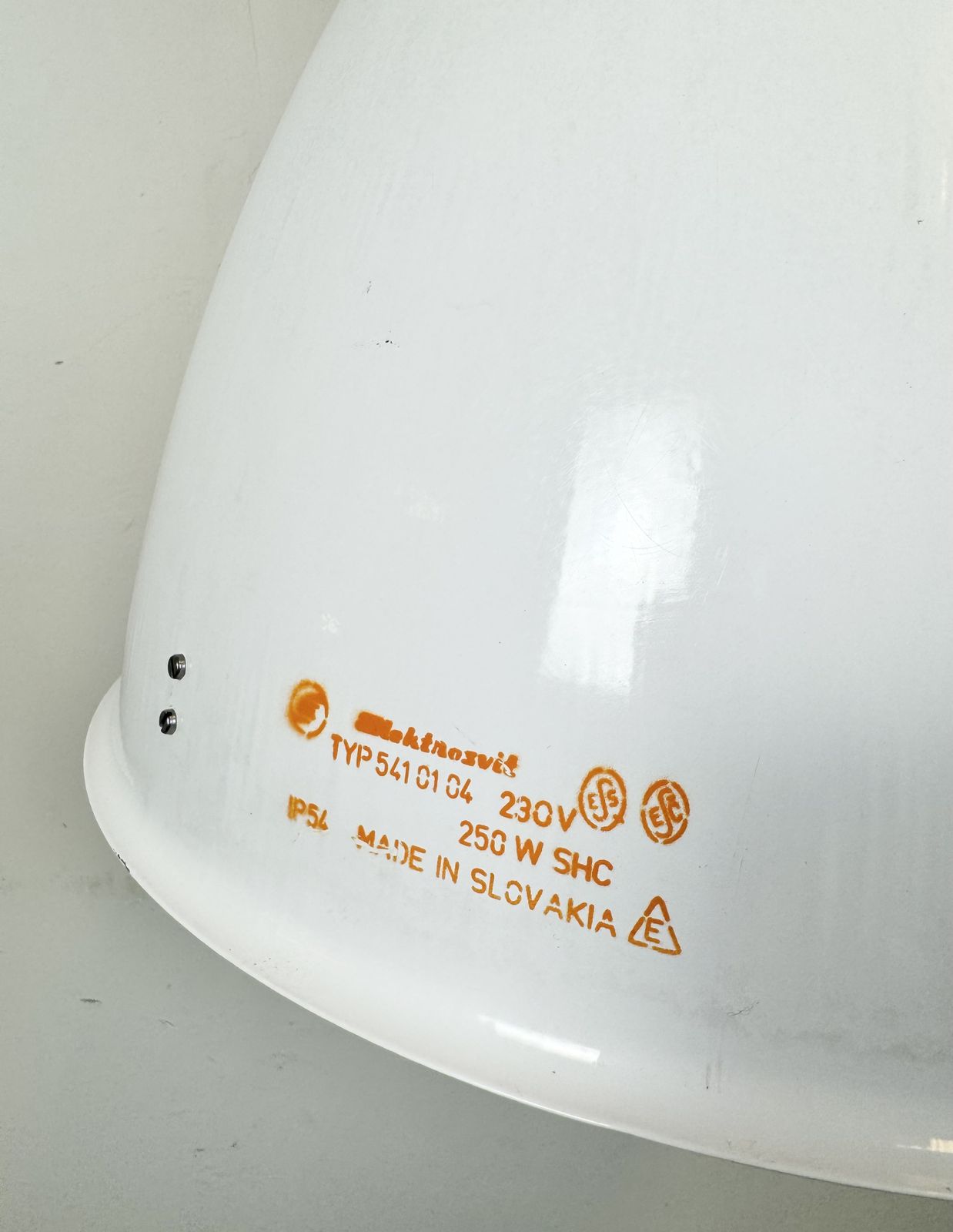 Large White Enamel Industrial Factory Lamp From Elektrosvit, 1990s, 3x photo vintage