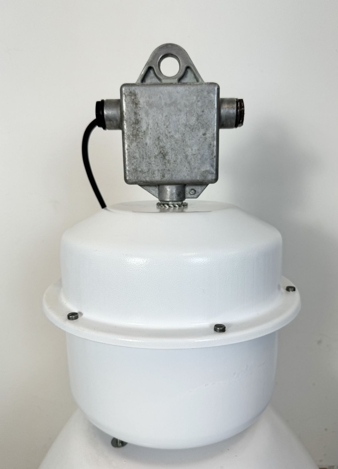 photo vinterior Large White Enamel Industrial Factory Lamp From Elektrosvit, 1990s, 3x