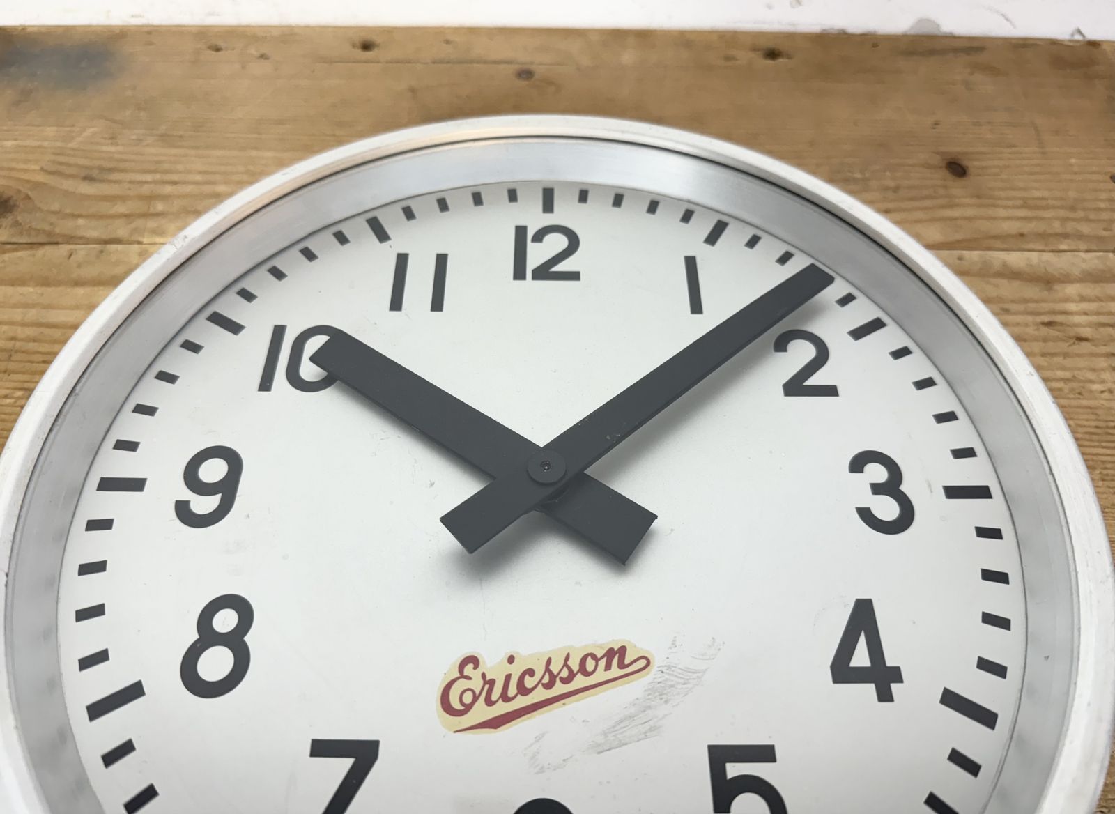 Grey Industrial Wall Clock From Ericsson, 1960s photo 239.0