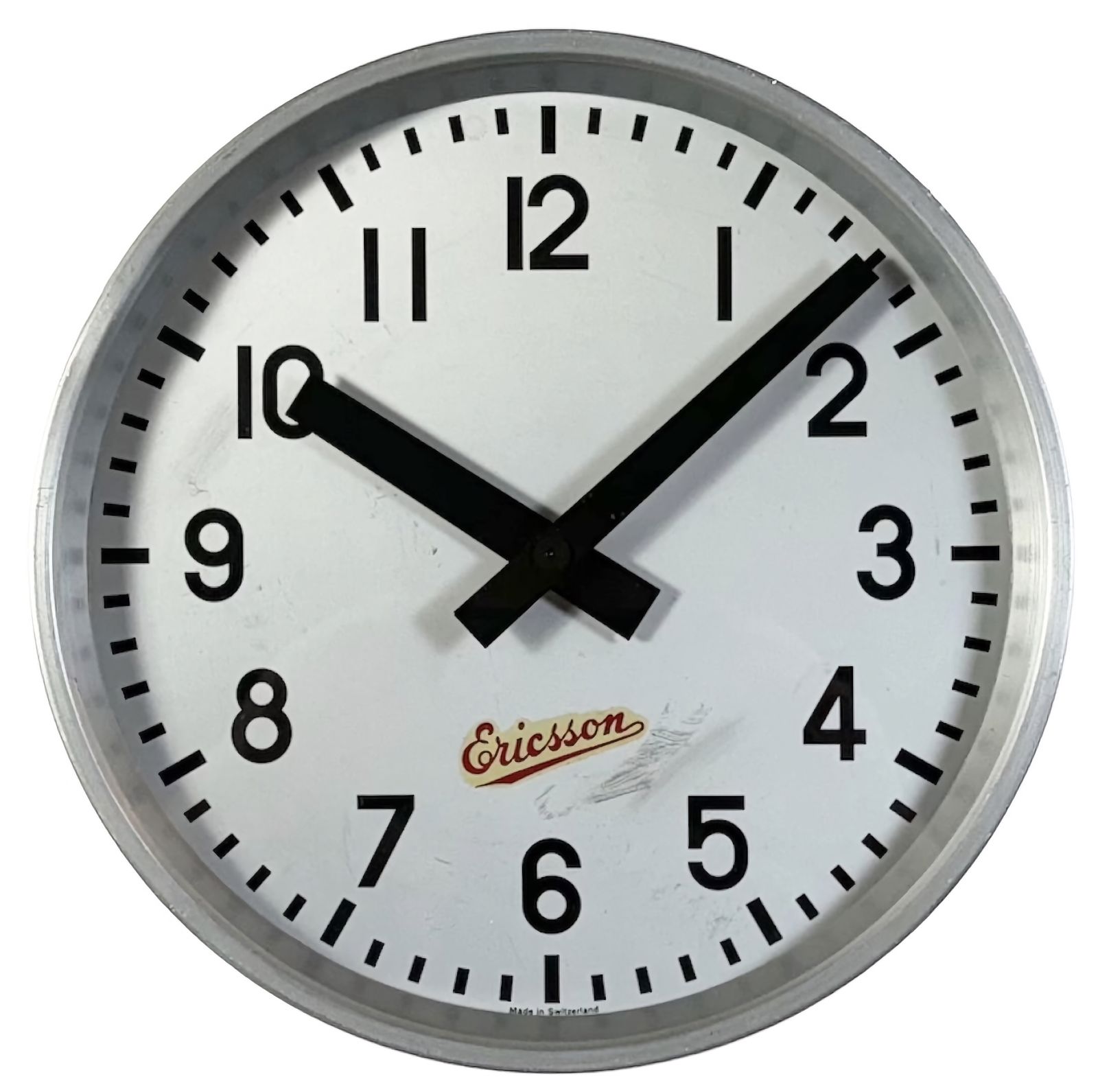 Grey Industrial Wall Clock From Ericsson, 1960s