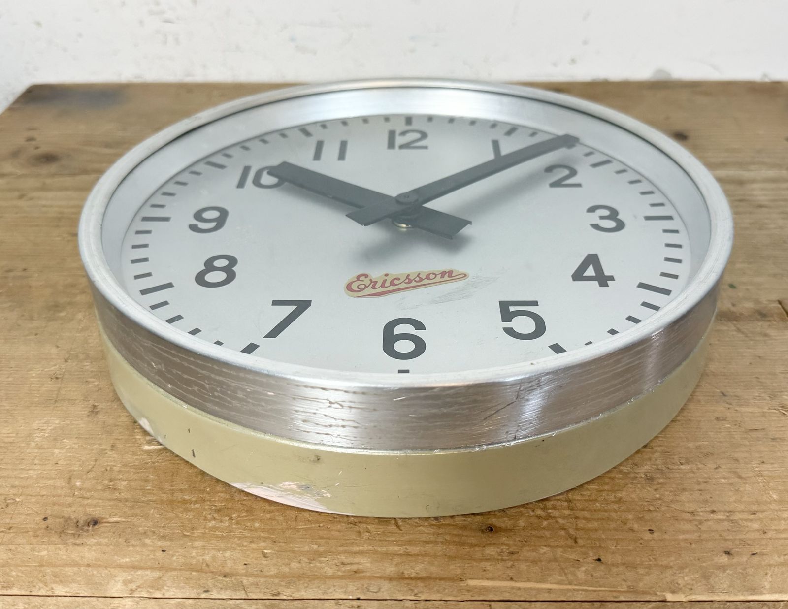 Home Decor Grey Industrial Wall Clock From Ericsson, 1960s photo