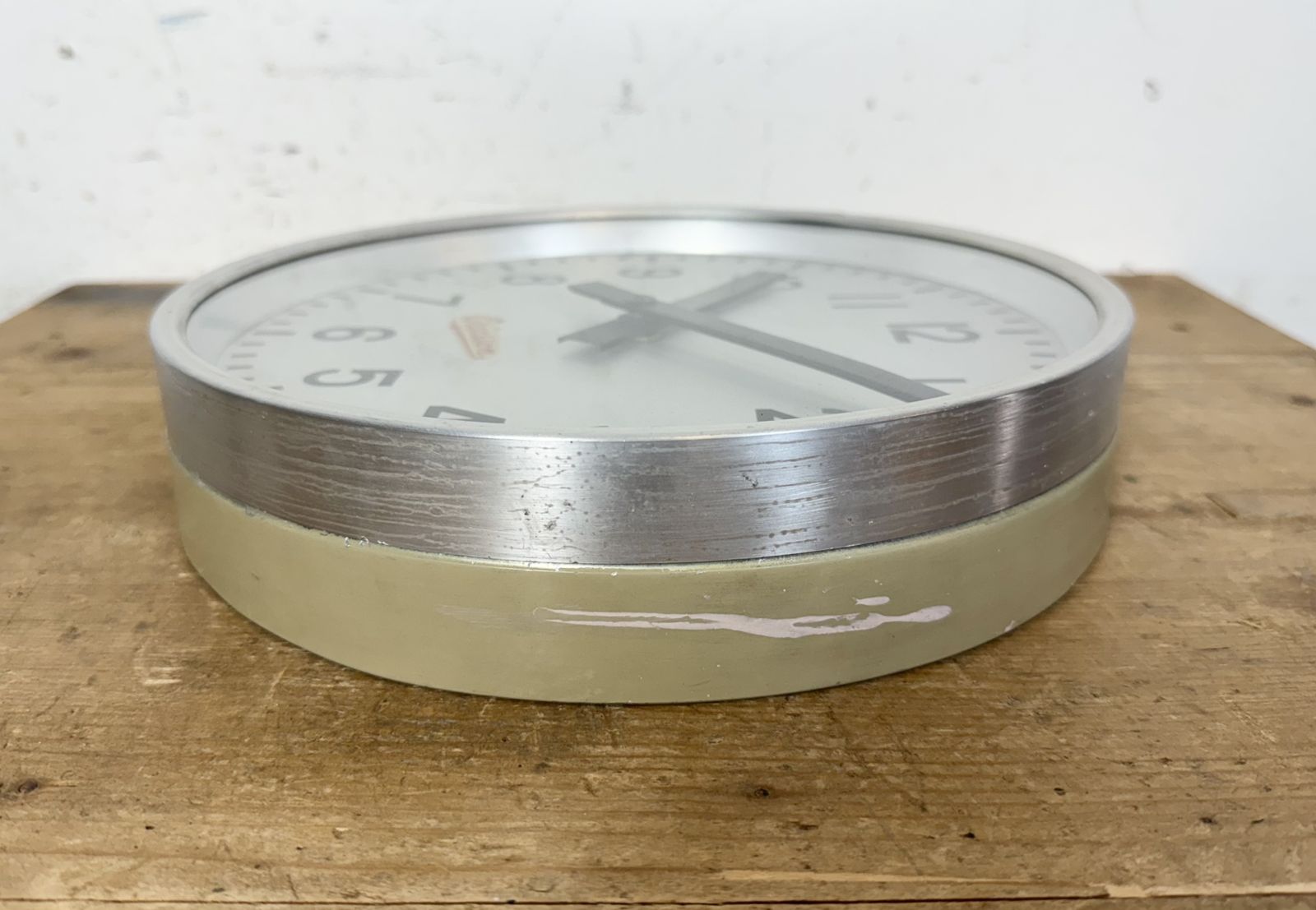 239.0 Grey Industrial Wall Clock From Ericsson, 1960s photo