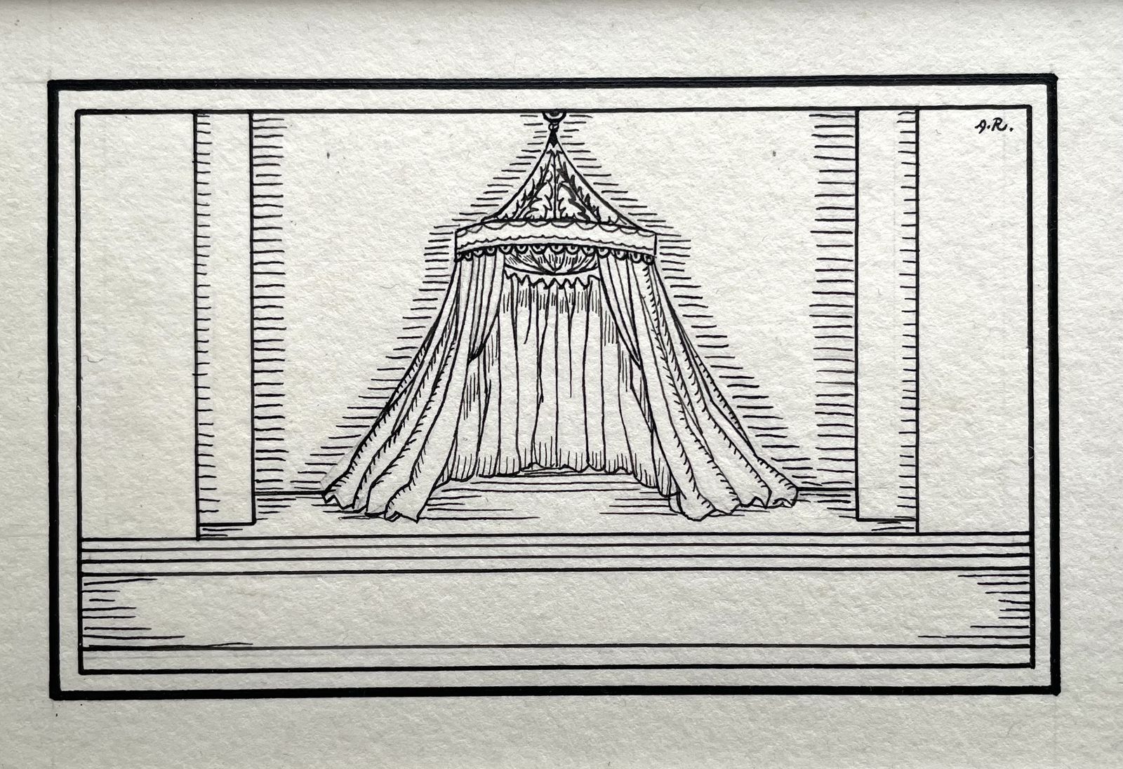 Albert Rutherston   Cymbeline's Tent   Early 20th Century British Pen And Ink Illustration