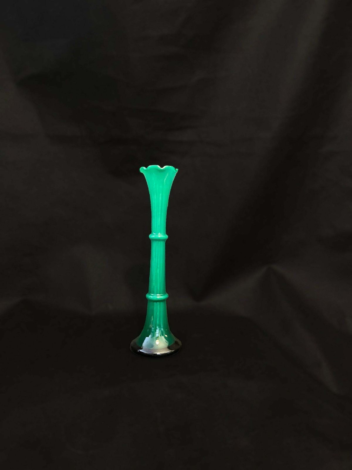 Mid Century Green And Opaline Glass Vase Hand Blown By Carlo Moretti For Murano photo Home Decor