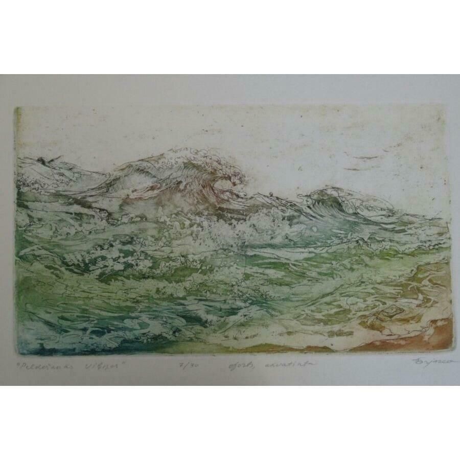 Jekaterina Gryazeva Swimming In The Waves. 2015, Paper, Etching, Aquatint, 21x31cm 7/30