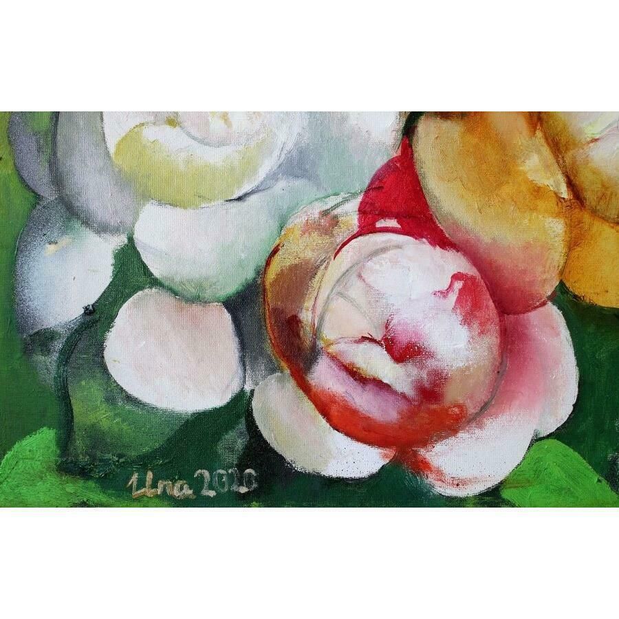 Una Lekuze Peonies. Canvas, Oil, 90x90 Cm photo furniture