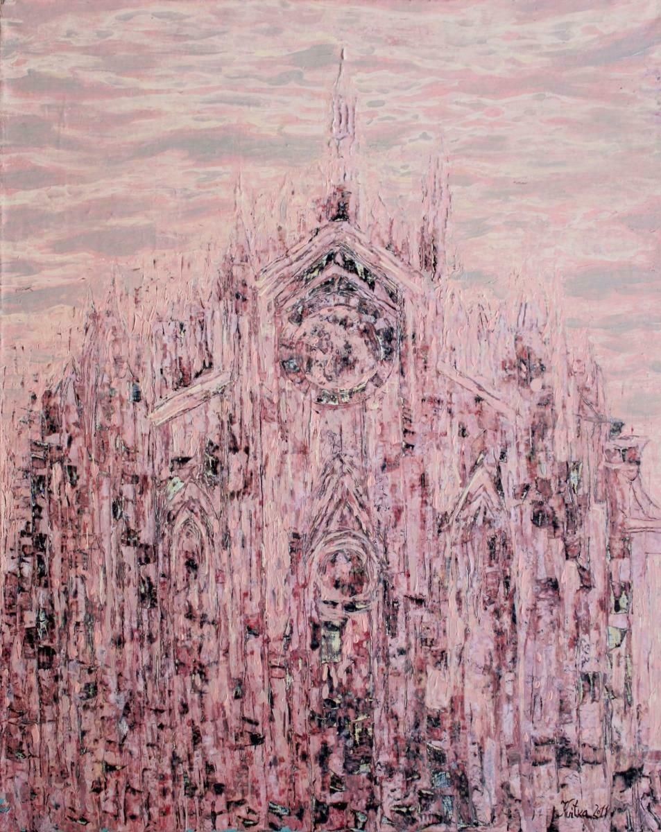 Kristine Kvitka The Cathedral In Pink. Oil On Canvas, 98x79 Cm