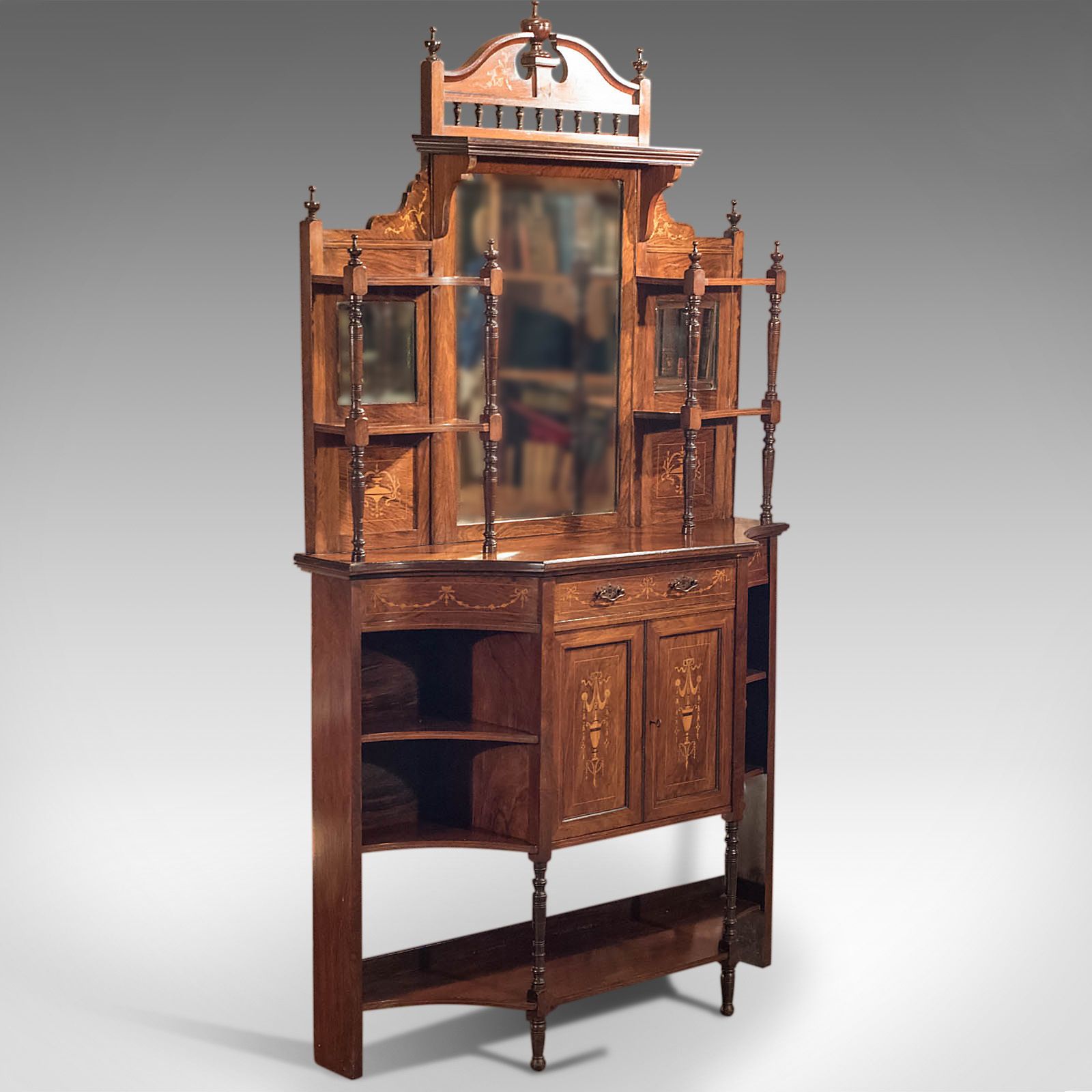 Antique Sideboard, Edwardian, Rosewood, Mirror Back Cabinet, Credenza C1910 