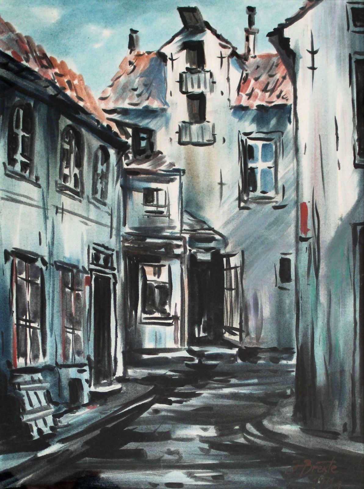 Janis Brekte Old Town. 1971. Watercolor On Paper, 56x41 Cm 1971