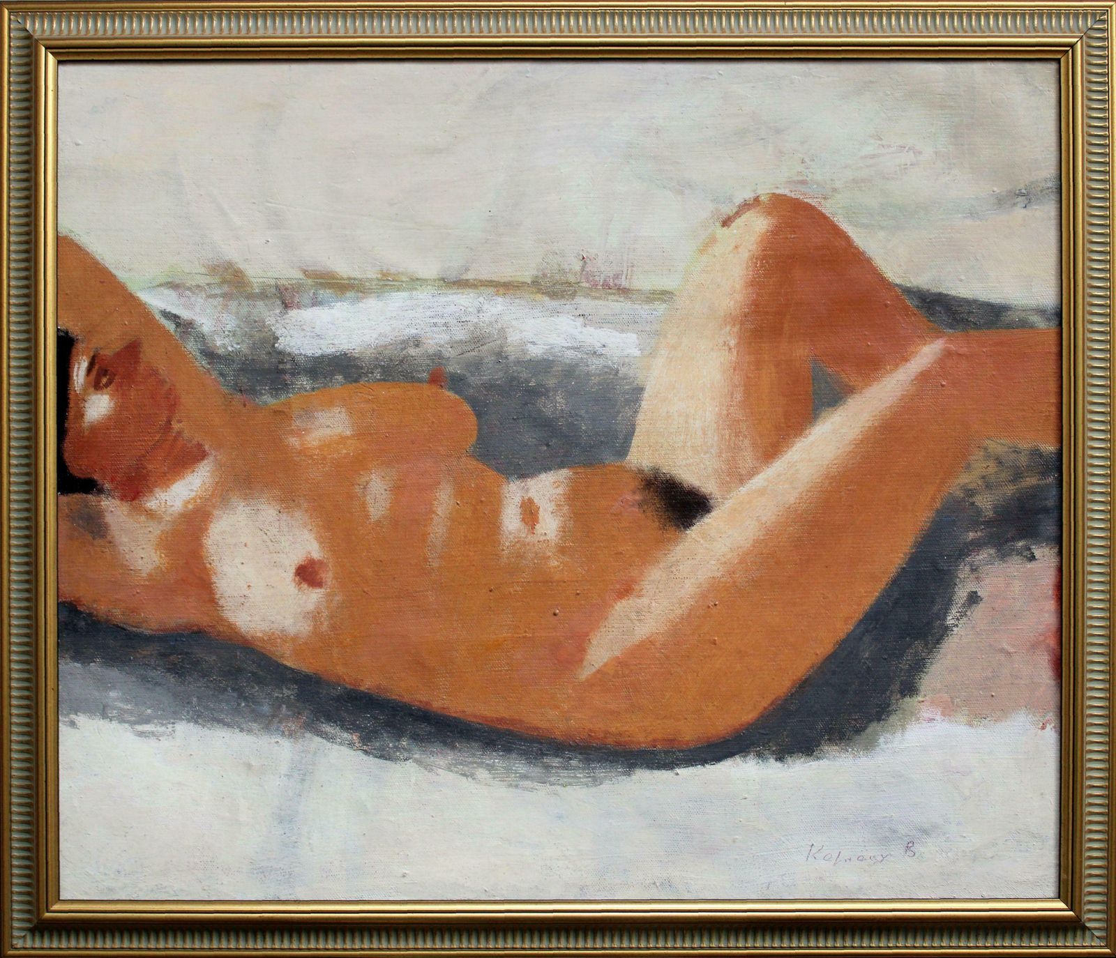 Victor Karnauh Act. Oil On Canvas, 58x69 Cm photo vintage