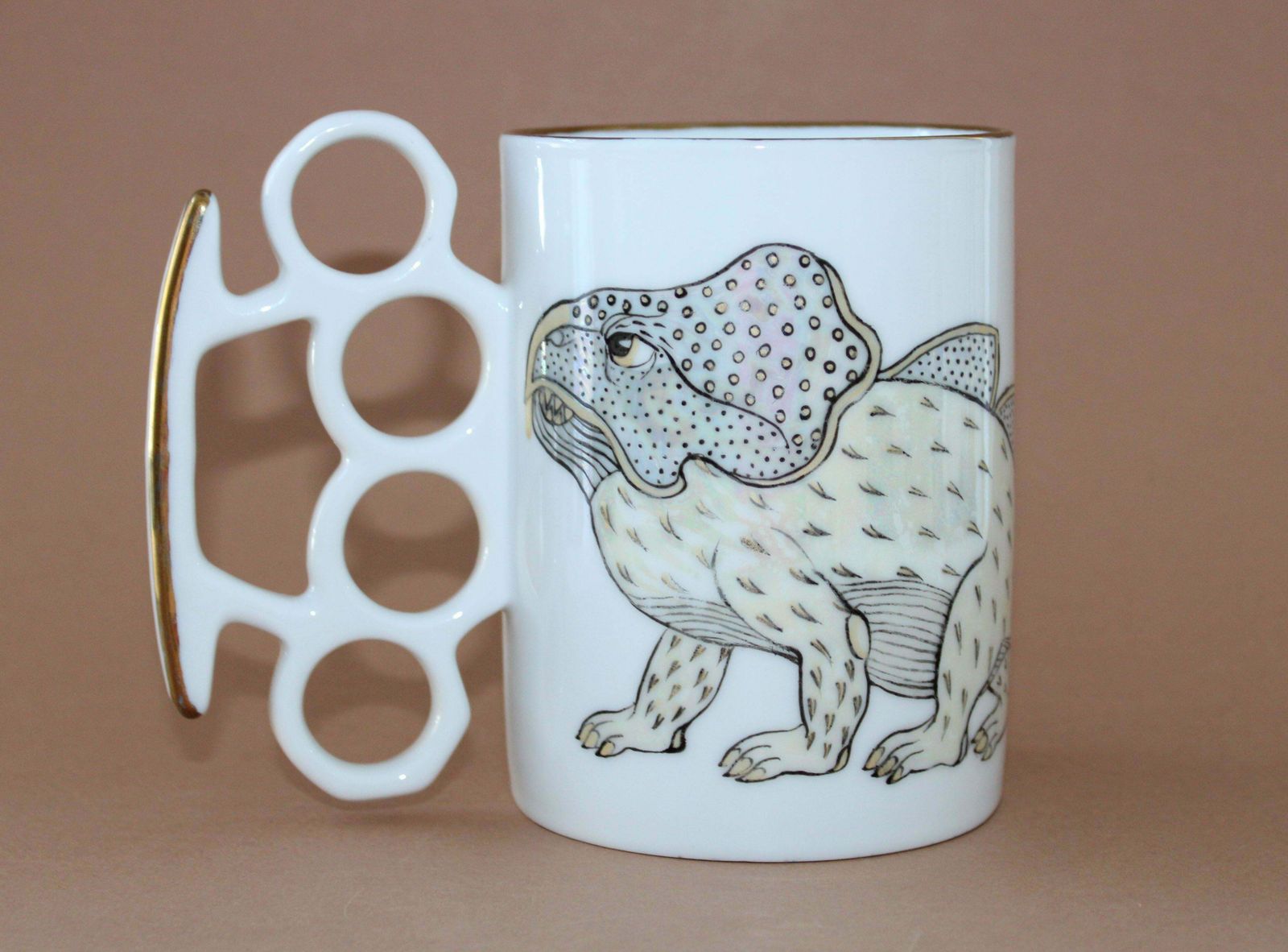 Antonina Paskevica Mug With Dinosaurs. Porcelain H 11, 5 Cm; D 8, 5 Cm photo for sale