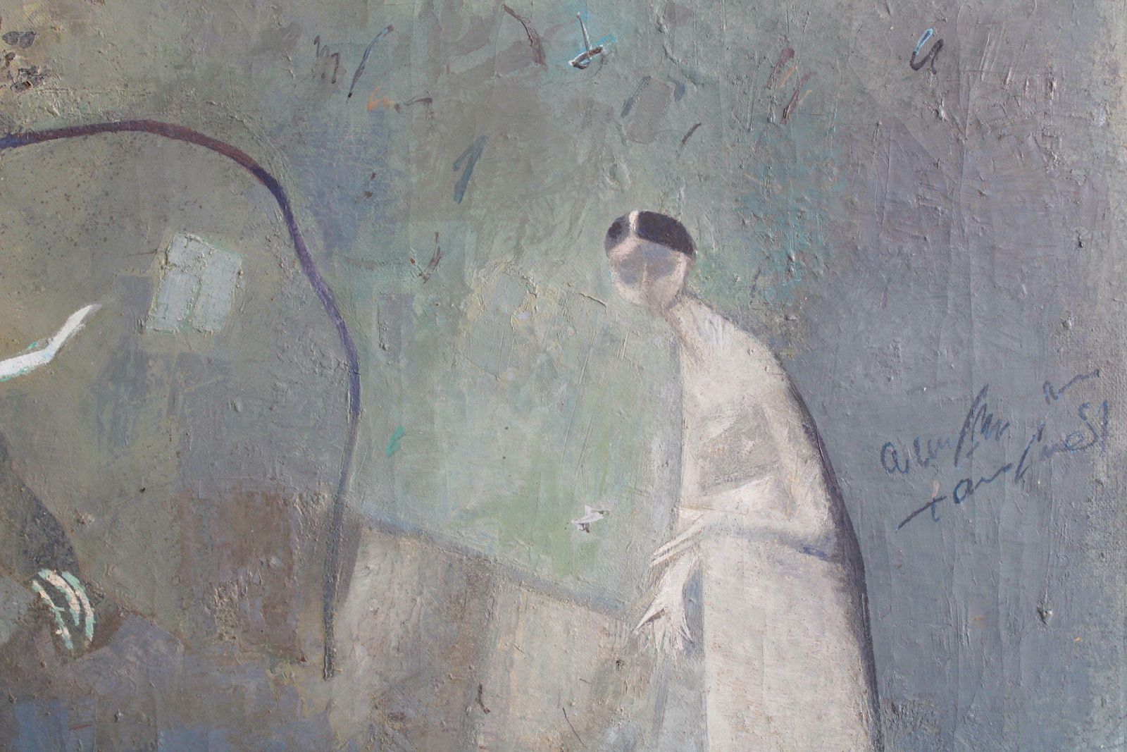 Victor Karnauh Green Game. 1998. Oil On Canvas, 95x90 Cm 1998 photo for sale
