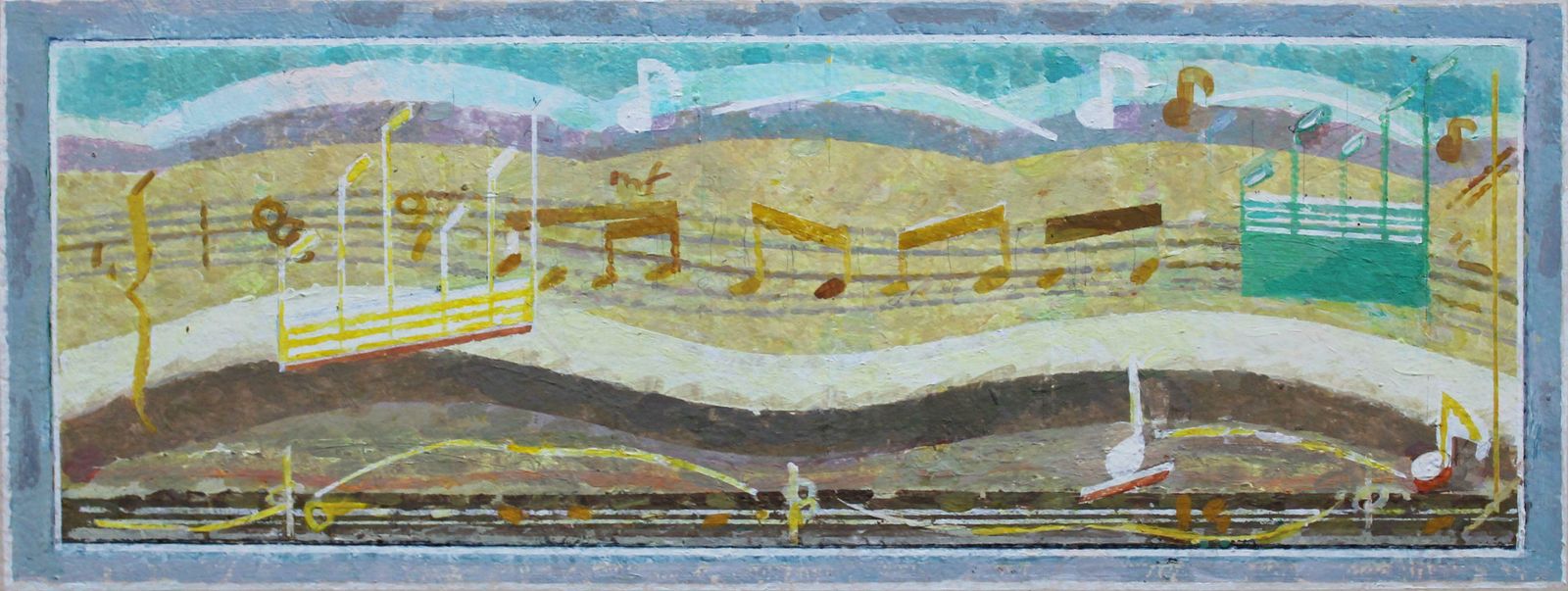 Victor Karnauh Song. Cardboard, Tempera 22.5x59 Cm