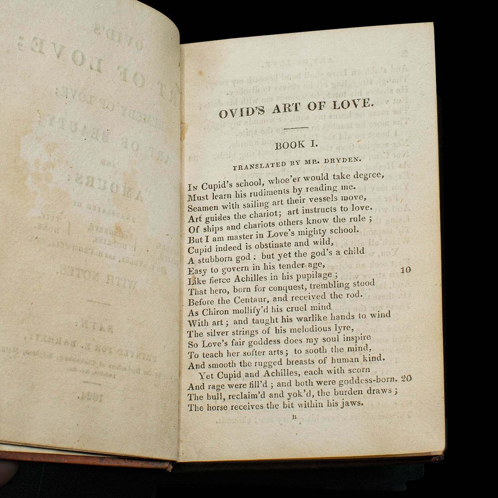 Antique Book, Ovid's Art Of Love, English, Roman Period, Bound, Regency, C.1824 photo 395.0