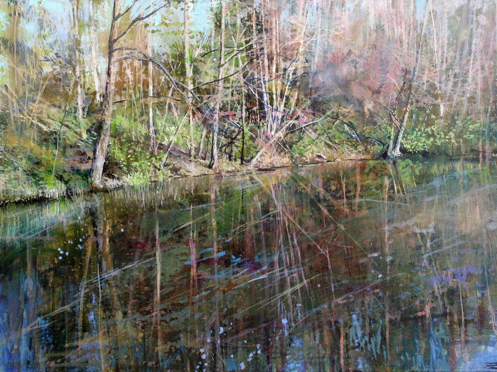 Janis Zingitis Lake Shore In Spring. 2023, Acrylic On Canvas, 60x80 Cm
