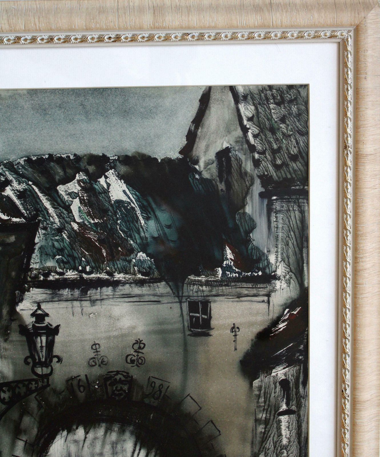 Janis Brekte Swedish Gate Evening. 1972, Paper, Watercolor, 60, 5 X 42, 5 Cm 1972 photo vintage