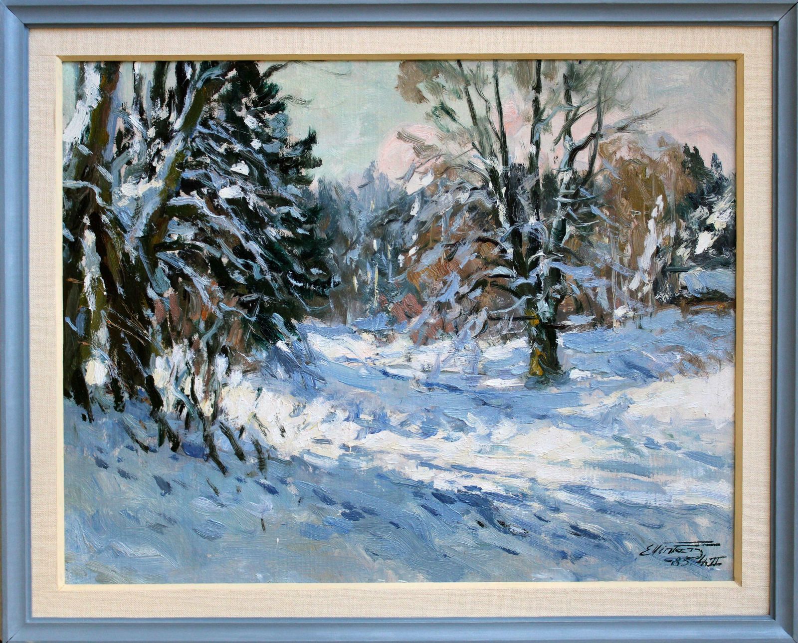 Edgars Vinters Sunny Winter Landscape. 1985, Cardboard, Oil, 45x58 Cm 1985 photo 825.0