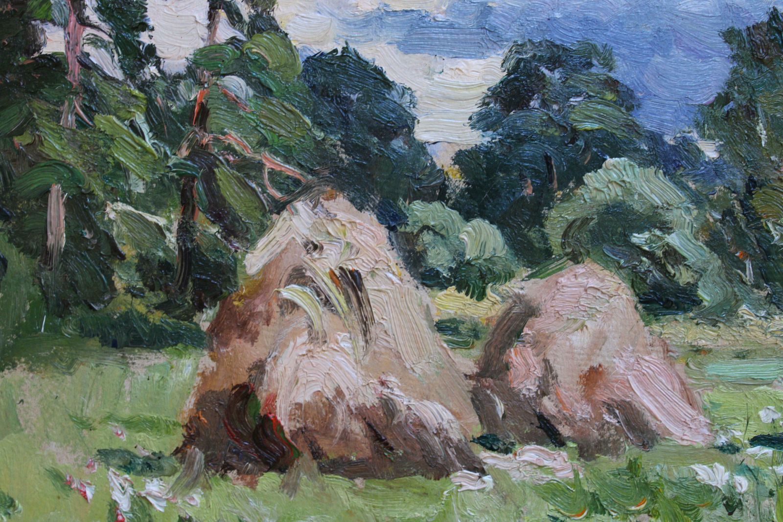 Art Edgars Vinters Haystacks. 1984, Cardboard, Oil, 40x49.5 Cm 1984 photo