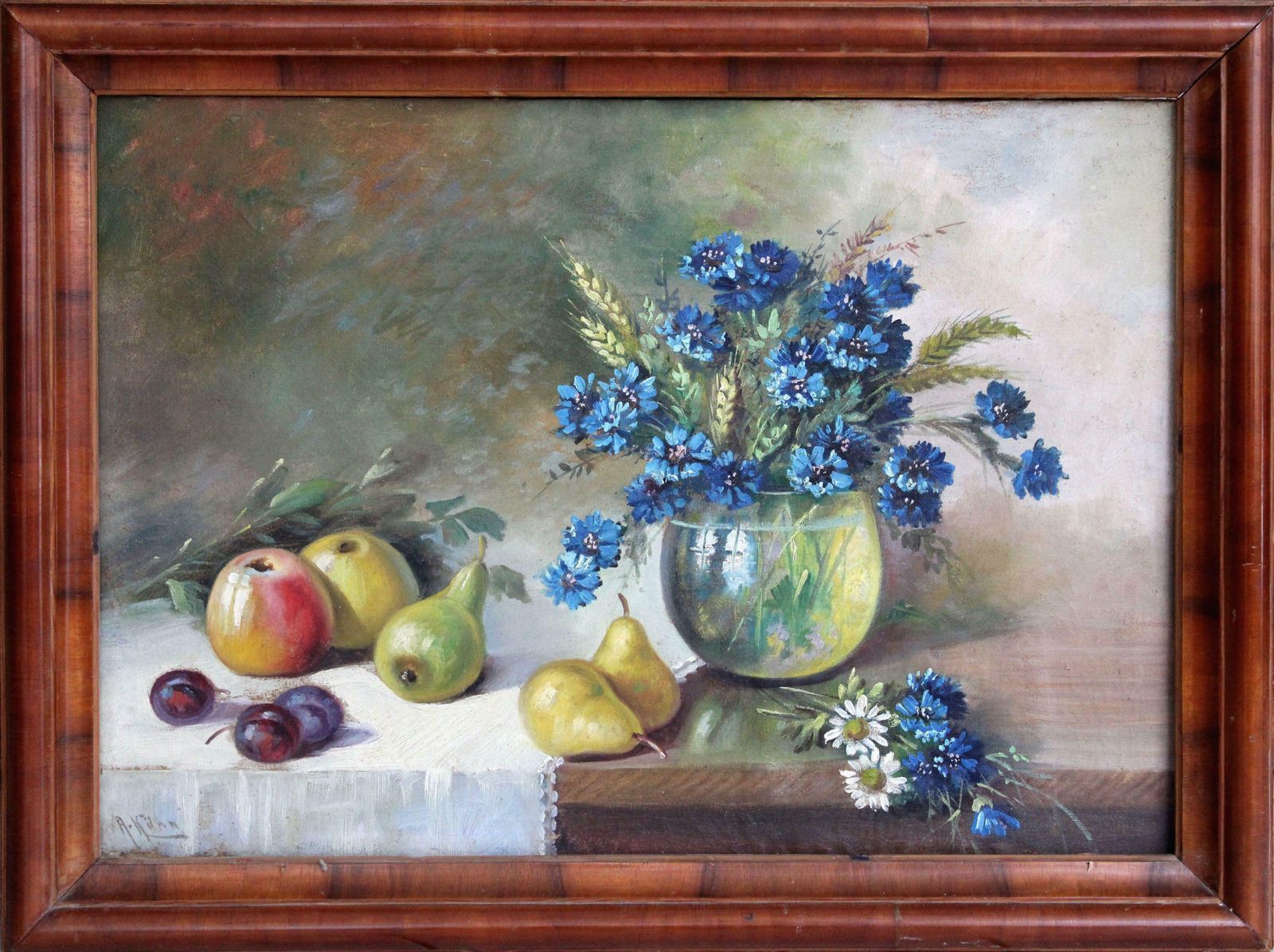 A. Kins Still Life. 20s 30s, Canvas, Oil, 48.5x70 Cm 1920 30s photo furniture