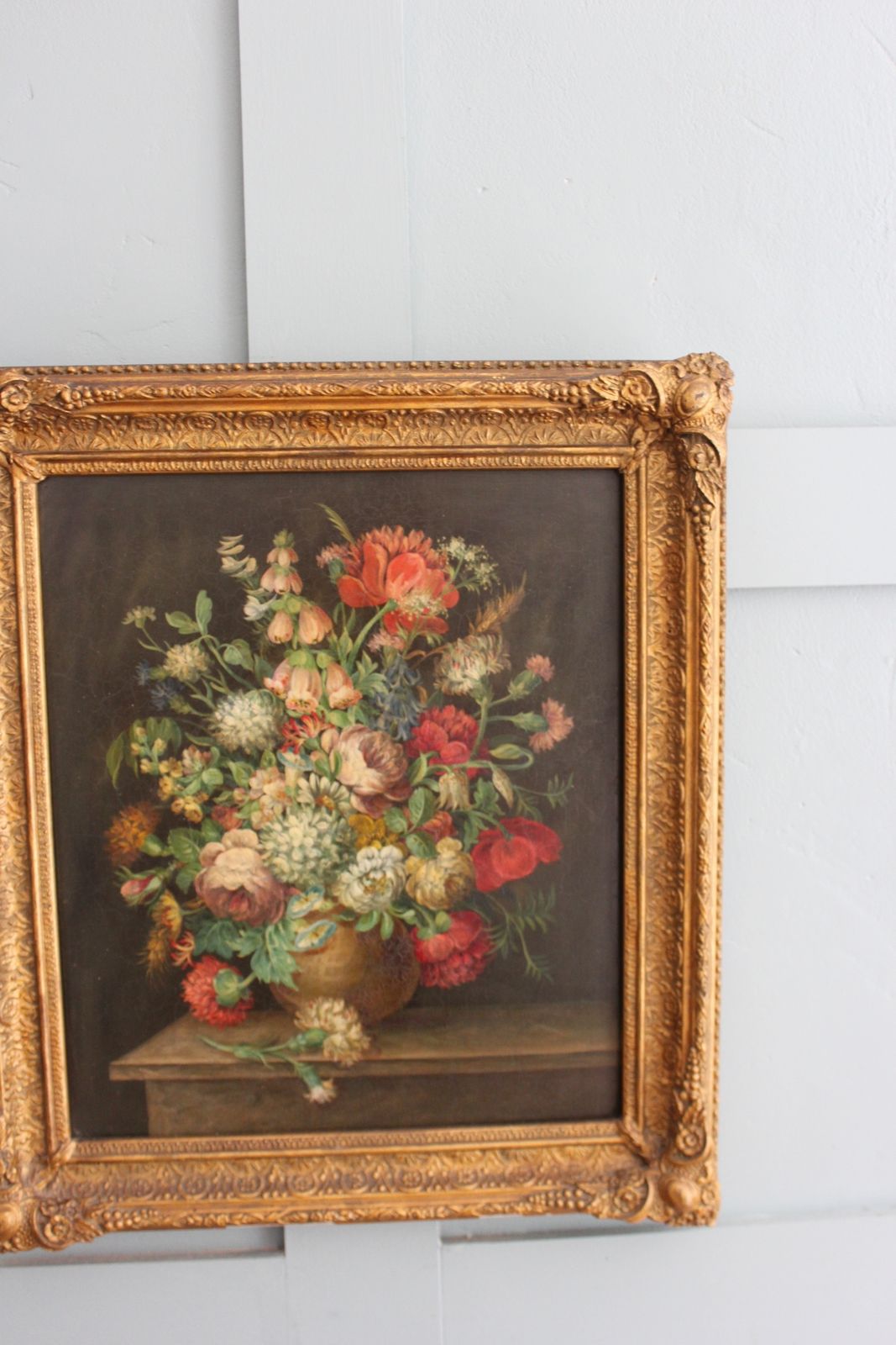 Antique 19th Century  British Floral Still Life Of Wild Flowers photo vintage