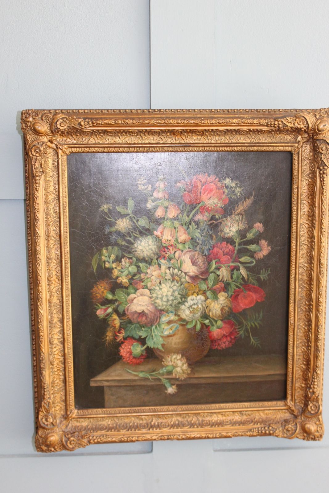 photo furniture Antique 19th Century  British Floral Still Life Of Wild Flowers