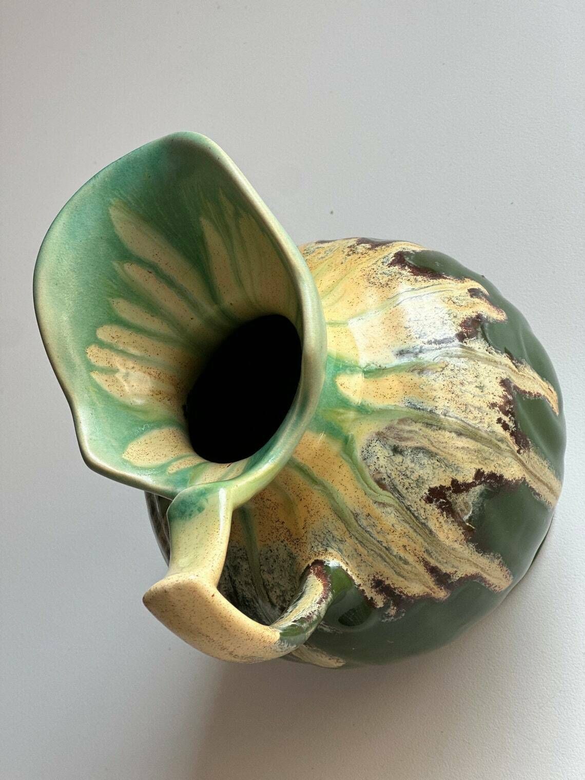 Faïencerie De Thulin Art Deco Ceramic Vase / Thulin Small Pitcher / Antique Belgium Pottery photo Home Decor