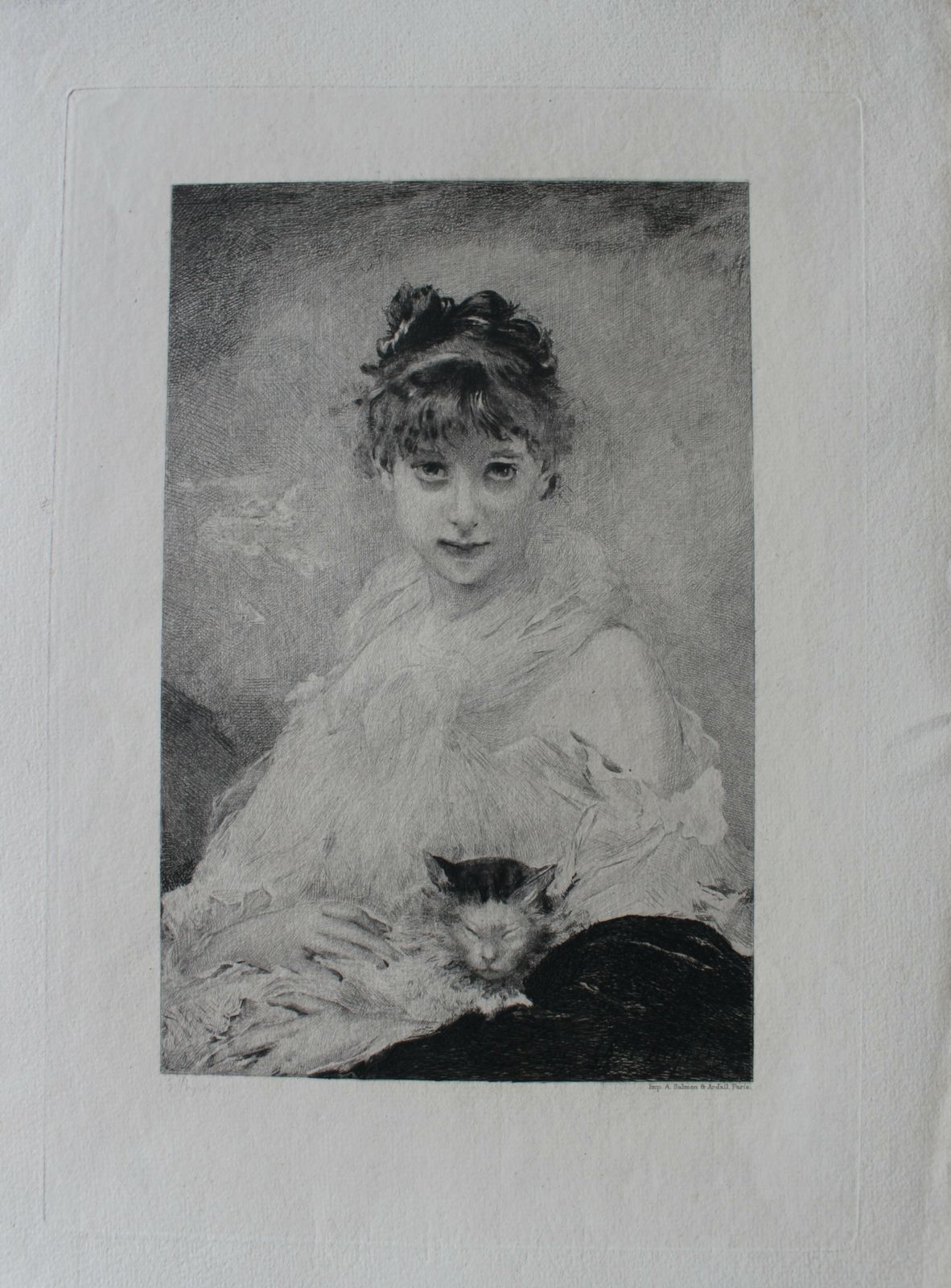 La Jeune Fille Au Chat After Charles Joshua Chaplin C1889 photo furniture
